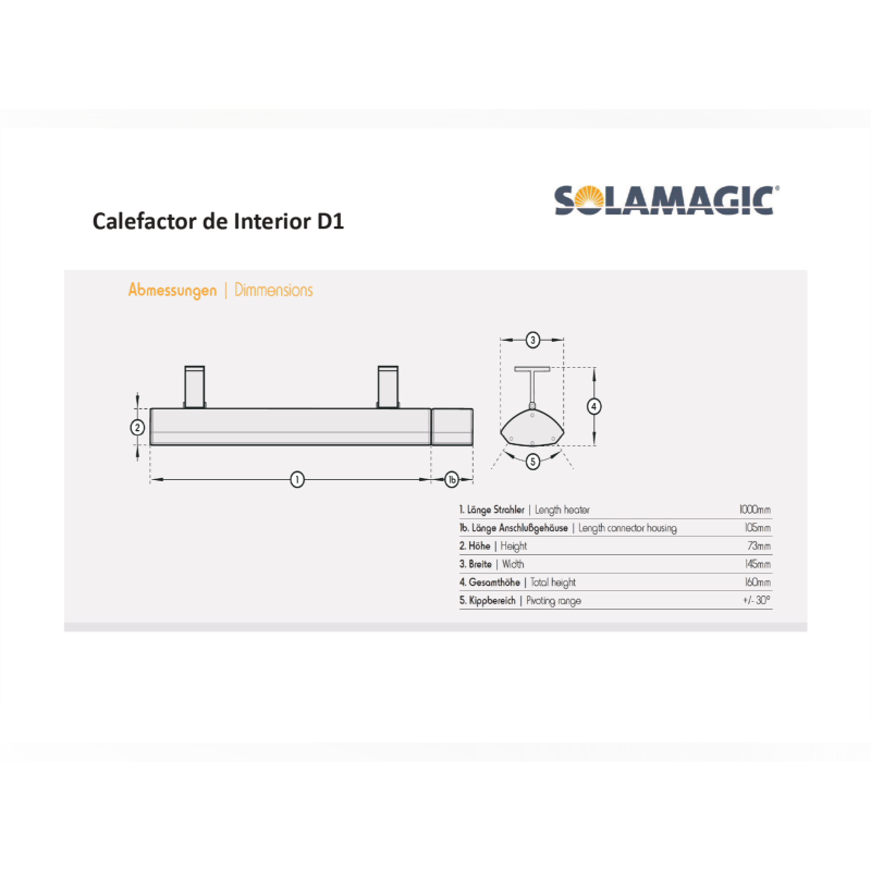SENFAECO CALEFACTOR INFRARROJOS  SOLAMAGIC D1 CONTROL REMOTO DIM SIN LUZ - imagen 4